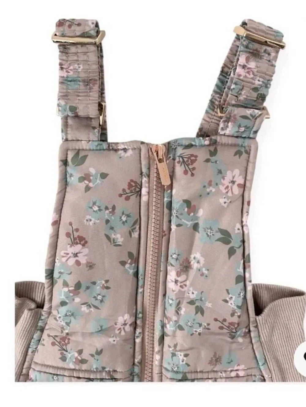 Size 5 Children's Tahari  Floral Print Insulated Snow Bib Overalls with Adjustab